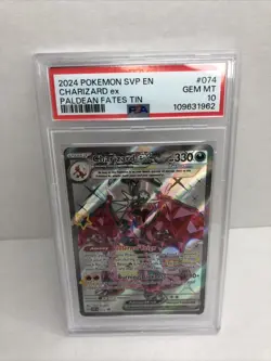 Pokemon 2024 Paldean Fates Tin Shiny Charizard EX Promo PSA 10 - Image 1