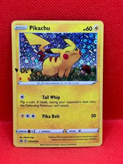 Pokemon Tcg Pikachu(Holo Bleed) SWSH039 Sequin Holo Promo - Image 1