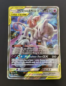 2019 Pokemon TCG SM Black Star Promo #SM191 Full Art Mewtwo & Mew GX - Image 1