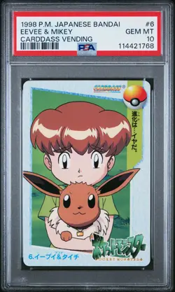 PSA 10 Eevee & Mikey 6 Pokemon Bandai Carddass Vending Series 4 - Image 1