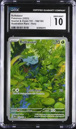 CGC 10 GEM MINT Bulbasaur 166/165 Scarlet Violet 151 Illustration Rare Pokemon - Image 1