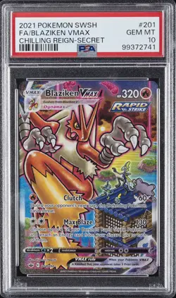 2021 POKEMON SWORD & SHIELD CHILLING REIGN SECRET FULL ART/BLAZIKEN VMAX PSA 10 - Image 1