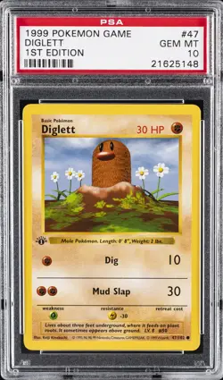 1999 POKEMON BASE SET 1ST EDITION #47 DIGLETT PSA 10 - Image 1