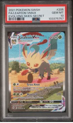 2021 POKEMON SWORD & SHIELD EVOLVING SKIES LEAFEON FULL ART VMAX ALT ART PSA 10 - Image 1