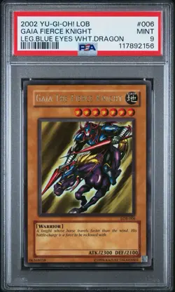 2002 Yu-Gi-Oh! Gaia/Fierce Knight Legend of Blue Eyes LOB Unlimited Ultra PSA 9 - Image 1