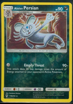 Yu-Gi-Oh! - ALOLAN PERSIAN 119/214 - Reverse Holo Rare - Lost Thunder - NM/M - Image 1