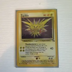 Pokemon TCG Zapdos Fossil Holo Card 15/62 Unlimited Rare. Excellent Condition - Image 1