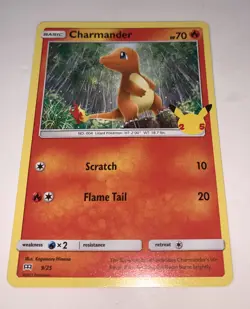 Pokemon Charmander 9/25 Non Holo 25th Anniversary Mcdonalds Promo 2021 Card - Image 1