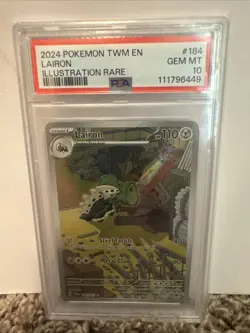 Pokemon TCG Lairon 184/167 Twilight Masquerade Illustration Rare Card - PSA 10 - Image 1