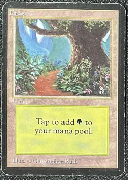 Magic the Gathering MtG Alpha Forest Basic Land [Heavily Played] - Image 1