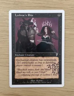 VINTAGE 2001 MTG Leshrac's Rite 7th Edition NM Black Uncommon SIGNED CARD - Image 1