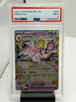 2025 Pokemon Espeon ex Double Rare Prismatic Evolution 034/131 PSA 9 MINT - Image 1