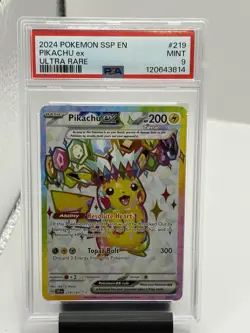 2024 Pokemon Pikachu ex Full Art Surging Sparks 219/191 PSA 9 MINT - Image 1