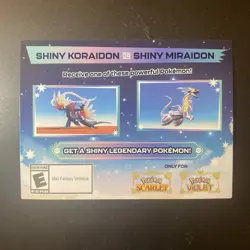 Shiny Koraidon or Shiny Miraidon Pokemon Scarlet Violet Code Card - Gamestop - Image 1