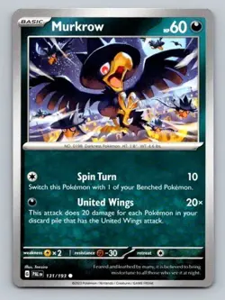 2023 Pokemon Card Paldea Evolved Murkrow 131/193 - Image 1