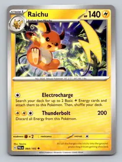 2023 Pokemon Card Paldea Evolved Raichu 64/193 - Image 1