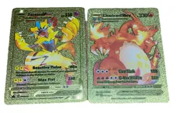 Pokemon Lot of 2 Charizard & Zeraora Cards Gold Foil Fan Art Cards Vmax - Image 1