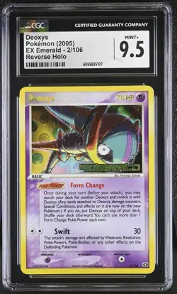 CGC 9.5 MINT+ Deoxys 2005 EX Emerald 2/106 Reverse Holo STAMPED Pokemon Card - Image 1
