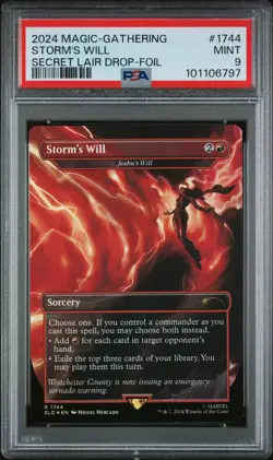 2024 MTG SECRET LAIR DROP FOIL #1744 STORM'S WILL PSA 9 - Image 1