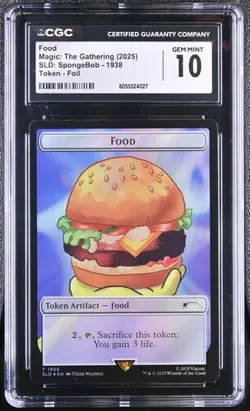 Food #1938 Token Foil Secret Lair X SpongeBob MTG CGC Gem Mint 10 - Image 1