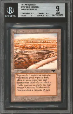 Magic MTG Antiquities Strip Mine Uneven BGS 9 (9.5 8.5 9 9.5) NEAR MINT NM - Image 1