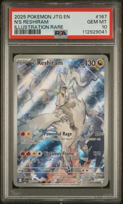 2025 POKEMON JTG EN-JOURNEY TOGETHER ILLUSTRATION RARE #167 N'S RESHIRAM PSA 10 - Image 1
