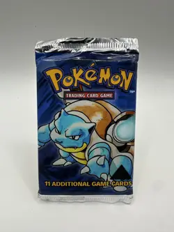 BASE SET (Blastoise Art) SEALED Booster Pack BLACK TRIANGLE ERROR Pokemon Cards - Image 3