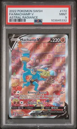 2022 POKEMON SWORD & SHIELD ASTRAL RADIANCE #172 FULL ART/MACHAMP V PSA 9 - Image 1