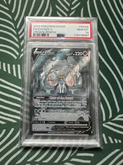 PSA 10 GEM MINT ZACIAN V ALT ART GG48/GG70 CROWN ZENITH 2023 POKEMON TCG - Image 1