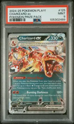 PSA 9 MINT Charizard ex 125/197 Prize Pack Pokemon Play! 2024-25 - Image 1