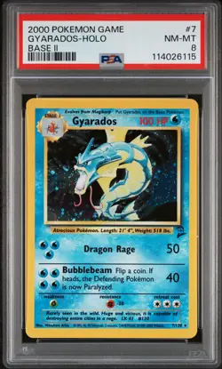 2000 POKEMON BASE SET 2 #7 GYARADOS-HOLO PSA 8 - Image 1