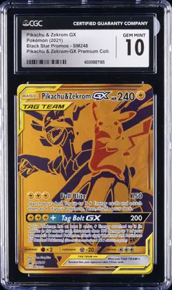 2021 POKEMON -BLACK STAR PROMOS #SM248 PIKACHU & ZEKROM GX CGC 10 GEM MINT - Image 1