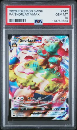2020 POKEMON SWORD & SHIELD #142 FULL ART/SNORLAX VMAX PSA 10 - Image 1