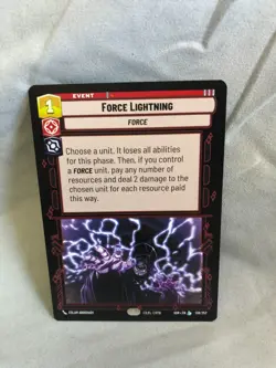 Star Wars Unlimited Force Lightening trading card; Excellent condition - Image 1