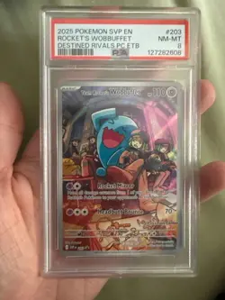 PSA 8 NM-MT Team Rocket’s Wobbuffet 203 Pokemon Center Black Star Promo Card - Image 1