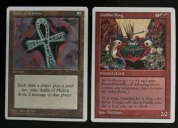 1995 MTG Ankh Of Mishra & 1997 MTG Goblin King - Magic The Gathering Vintage - Image 1