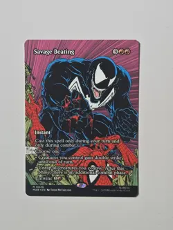 NM Borderless Savage Beating, MTG, Marvel's Spider-Man, Magic the Gathering, 26 - Image 1