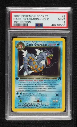 Dark Gyarados Holo 1st Ed. Pokemon Team Rocket PSA 9 MINT 2000 - Image 1