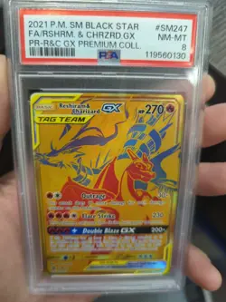 Pokemon 2021 Reshiram & Charizard GX SM247 Promo PSA 8 - Image 3