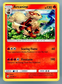 Pokemon TCG Arcanine Sun & Moon Base Set 22/149 Holo Holo Rare - Image 1