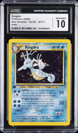 2000 POKEMON NEO GENESIS 1ST EDITION HOLO #8 KINGDRA CGC 10 GEM MINT - Image 1