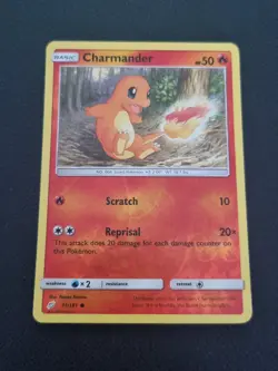 REVERSE HOLO Pokemon Card Sun & Moon Team Up TCG Card Charmander 11/181 - Image 1