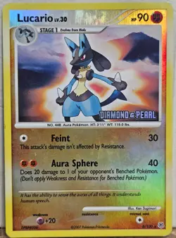 Lucario LV.30 6/130 Diamond & Pearl Reverse Holo Stamped Pokemon TCG - LP - Image 1