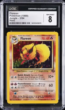 1999 POKEMON JUNGLE-HOLO #3 FLAREON CGC 8 - Image 1