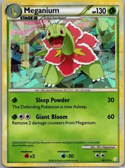 Pokemon TCG Meganium Heartgold & Soulsilver 26/123 Exclusive Cracked Ice Holo MP - Image 1