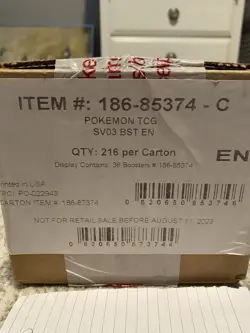 Obsidian Flames Booster Box Case SV03 6 Sealed Pokemon Card TCG Boxes - Image 2