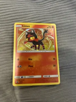 Litten SM23 Sun & Moon Black Star Promo Cosmos Holo Pokemon Card LP - Image 1