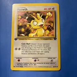 Pokemon TCG- Meowth 62/82 - 1st Edition - Team Rocket WOTC 2000 - Image 1