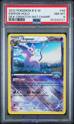 Pokemon Card PSA 8 Espeon 48/108 National Championships Holo Foil Promo 2012 - Image 1