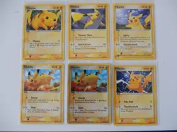 Pokemon Pikachu LOT of 6 Common Cards LP 74/112, 78/110, 43/95, 57/108, 60/106 - Image 1